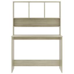 Berkfield Home Desk with Shelf Sonoma Oak 110x45x157 cm Engineered Wood in Brown - Size: 110 x 45 x 157 cm - thumbnail 4