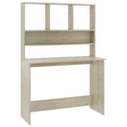 Berkfield Home Desk with Shelf Sonoma Oak 110x45x157 cm Engineered Wood in Brown - Size: 110 x 45 x 157 cm - thumbnail 2