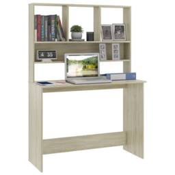 Berkfield Home Desk with Shelf Sonoma Oak 110x45x157 cm Engineered Wood in Brown - Size: 110 x 45 x 157 cm - thumbnail 3