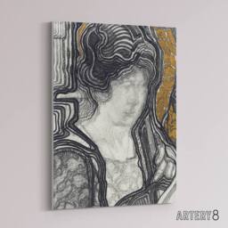 "Artery8 Woman Portrait Playing Cello Reijer Stolk Canvas Wall Art Print in Grey - Size: W18"" x H24""" - thumbnail 2
