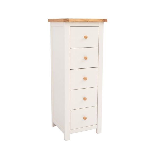 Cabinet Bits Maggiori 5 Drawer Narrow Chest of Drawers Wood Knob in Off-White - image 1