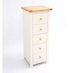 Cabinet Bits Maggiori 5 Drawer Narrow Chest of Drawers Wood Knob in Off-White - thumbnail 3