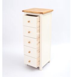 Cabinet Bits Maggiori 5 Drawer Narrow Chest of Drawers Wood Knob in Off-White - thumbnail 4