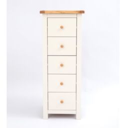 Cabinet Bits Maggiori 5 Drawer Narrow Chest of Drawers Wood Knob in Off-White - thumbnail 2