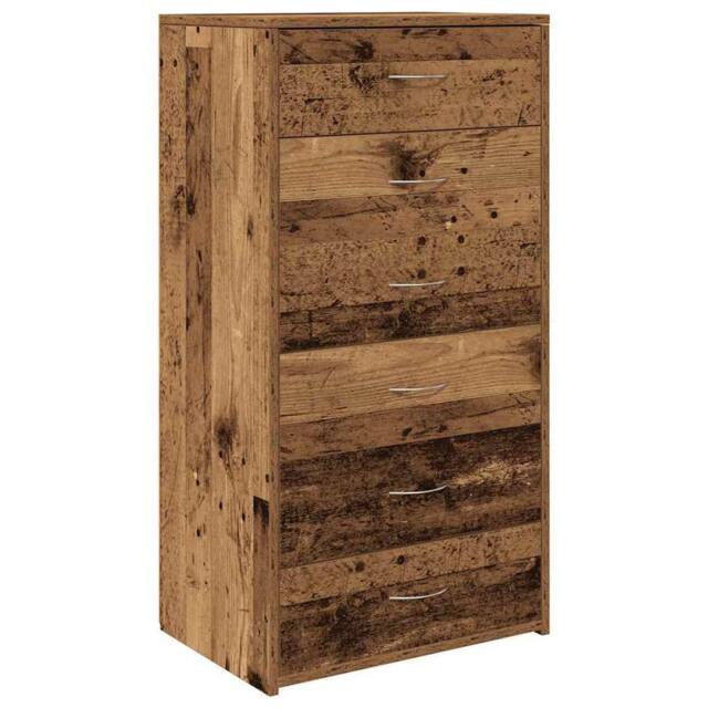 Berkfield Home Sideboard with 6 Drawers Old Wood 50x34x96 cm Engineered Wood in Brown - Size: 50 x 34 x 96 cm - image 1