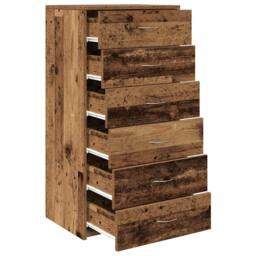 Berkfield Home Sideboard with 6 Drawers Old Wood 50x34x96 cm Engineered Wood in Brown - Size: 50 x 34 x 96 cm - thumbnail 3