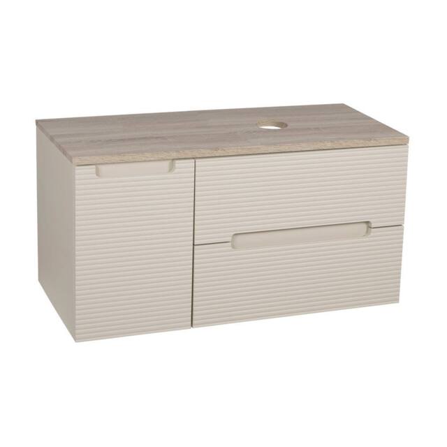 Bathroom Kingdom Monza Oatmeal & Oak Fluted Wall Hung Vanity Basin 900mm - image 1