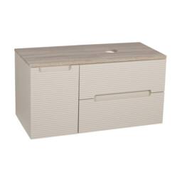 Bathroom Kingdom Monza Oatmeal & Oak Fluted Wall Hung Vanity Basin 900mm - thumbnail 1