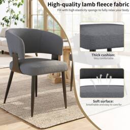 HomeTouch Set of 2 Modern Upholstered Dining Chairs with Metal Legs in Grey - Size: 2 Pack - thumbnail 2