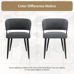 HomeTouch Set of 2 Modern Upholstered Dining Chairs with Metal Legs in Grey - Size: 2 Pack - thumbnail 4