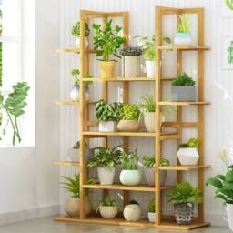 Kelvenix 17 Pots Wood Plant Stand Flower Holder Rack Ladder in Brown - thumbnail 4