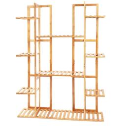 Kelvenix 17 Pots Wood Plant Stand Flower Holder Rack Ladder in Brown - thumbnail 1