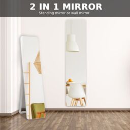 Costway Full Length Dressing Mirror Full Body Mirror Freestanding Wall Mounted in White - thumbnail 4