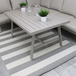 Modish Furnishing Sicily Light Grey Aluminium 6 Seater Corner Sofa Dining Set With Light Grey Cushions in Beige - thumbnail 9