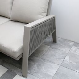 Modish Furnishing Sicily Light Grey Aluminium 6 Seater Corner Sofa Dining Set With Light Grey Cushions in Beige - thumbnail 7