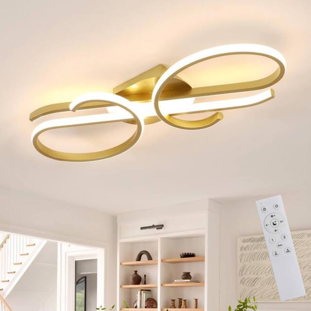 COMELY Dimmable Ceiling Light, 29W Modern Design Curved Ceiling Lights, Gold - image 1