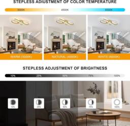 COMELY Dimmable Ceiling Light, 29W Modern Design Curved Ceiling Lights, Gold - thumbnail 4