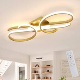 COMELY Dimmable Ceiling Light, 29W Modern Design Curved Ceiling Lights, Gold - thumbnail 1