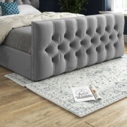 Casani Novara Upholstered Soft Velvet Bed Frame in Grey - Size: Single - thumbnail 3