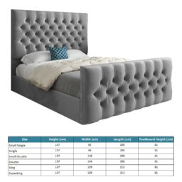 Casani Novara Upholstered Soft Velvet Bed Frame in Grey - Size: Single - thumbnail 4