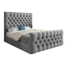 Casani Novara Upholstered Soft Velvet Bed Frame in Grey - Size: Single - thumbnail 5