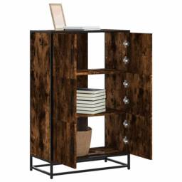 Berkfield Home Highboard Smoked Oak 68x35x106.5 cm Engineered Wood & Metal in Brown - thumbnail 2