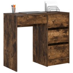 Berkfield Home Brown Writing Desk Smoked Oak Engineered Wood Medium Writing Desk - thumbnail 3