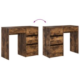 Berkfield Home Brown Writing Desk Smoked Oak Engineered Wood Medium Writing Desk - thumbnail 9