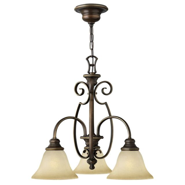 Loops 3 Bulb Chandelier Hanging Pendant LIght Antique Bronze LED E27 60W Bulb