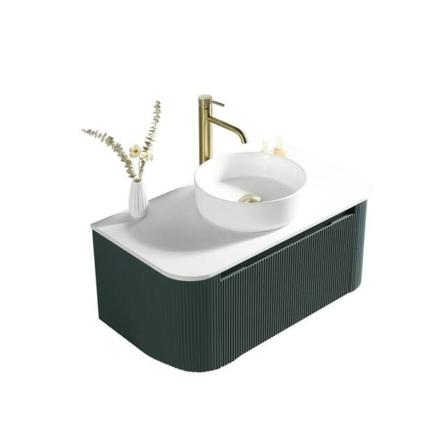 Bathroom Kingdom Flauto Smoked Sage Wall Hung Basin Vanity 870mm in Green - image 1