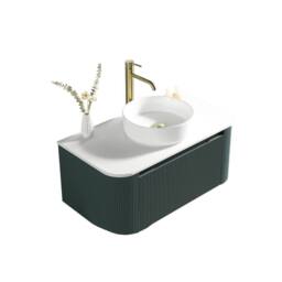 Bathroom Kingdom Flauto Smoked Sage Wall Hung Basin Vanity 870mm in Green - thumbnail 1