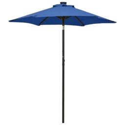 Berkfield Home Parasol with LED Lights Azure Blue 200x211 cm Aluminium - thumbnail 1