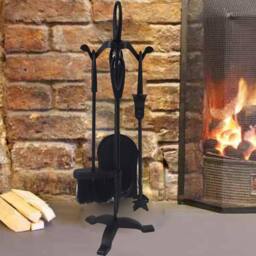 Almineez Fireside 5pc Companion Set With Waterloo Coal Bucket Shovel Brush Poker in Black - thumbnail 2