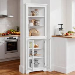 VOGREX 171cm Tall Corner Cabinet Space-saving Triangular Buffet Cabinet-White in White - thumbnail 7