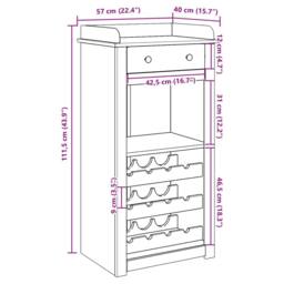 Berkfield Home Beautiful Wine Cabinet Panama 57x40x111.5 cm Solid Wood Pine in Brown - thumbnail 9