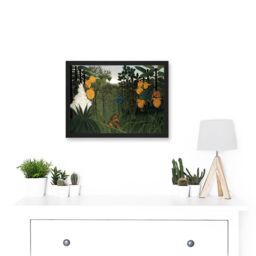 Artery8 Painting Henri Rousseau The Repast Of The Lion Artwork Framed Wall Art Print A4 in Black - thumbnail 2