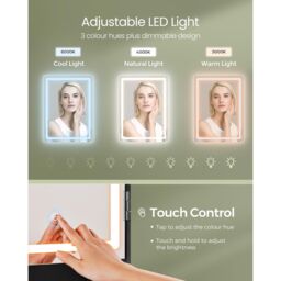 VASAGLE LED Vanity Desk 3 Light Modes Adjustable Brightness Mirror in Black - thumbnail 3