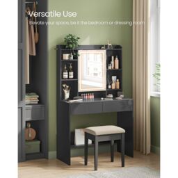 VASAGLE LED Vanity Desk 3 Light Modes Adjustable Brightness Mirror in Black - thumbnail 6