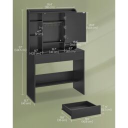 VASAGLE LED Vanity Desk 3 Light Modes Adjustable Brightness Mirror in Black - thumbnail 2