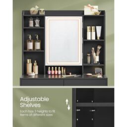 VASAGLE LED Vanity Desk 3 Light Modes Adjustable Brightness Mirror in Black - thumbnail 5