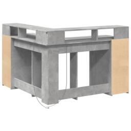 Berkfield Home Soft Desk with LED Lights Concrete Grey 130x130x91 cm Engineered Wood - Size: 130 x 130 x 91 cm - thumbnail 8