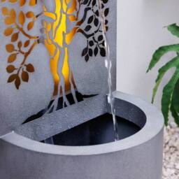 Primrose Cut-Out Panel Garden Zinc Water Feature Self Contained with LEDs 110cm in Grey - thumbnail 3