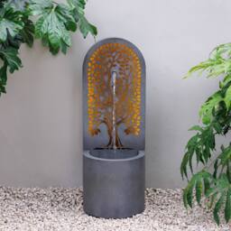 Primrose Cut-Out Panel Garden Zinc Water Feature Self Contained with LEDs 110cm in Grey - thumbnail 1