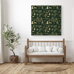 Warren Reed - Designer Green Christmas Woodlands Canvas - Size: w40 inch x h40 inch - thumbnail 3