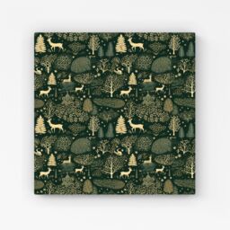 Warren Reed - Designer Green Christmas Woodlands Canvas - Size: w40 inch x h40 inch - thumbnail 1