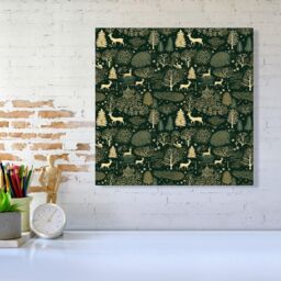 Warren Reed - Designer Green Christmas Woodlands Canvas - Size: w40 inch x h40 inch - thumbnail 2