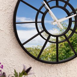 Charles Bentley Buttermere Indoor Outdoor Mirrored Skeleton Wall Clock 50cm in Black - thumbnail 5