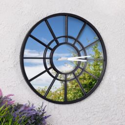 Charles Bentley Buttermere Indoor Outdoor Mirrored Skeleton Wall Clock 50cm in Black - thumbnail 4