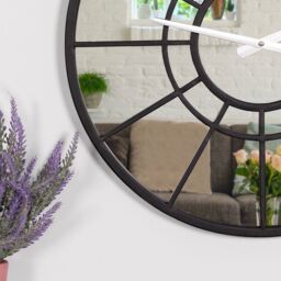 Charles Bentley Buttermere Indoor Outdoor Mirrored Skeleton Wall Clock 50cm in Black - thumbnail 2