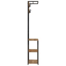 Berkfield Home Coat Rack with Shoe Storage 68x30x182 cm Solid Rough Mango Wood in Brown - Size: 68 x 30 x 182 cm - thumbnail 3